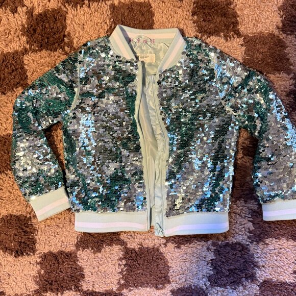 H&M Girls Sequin Jacket "Lets Go Outside" Bunny Size 5T - Picture 2 of 6
